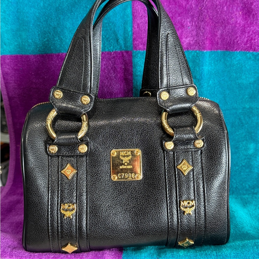 MCM Boston Mini Black Leather Handbag